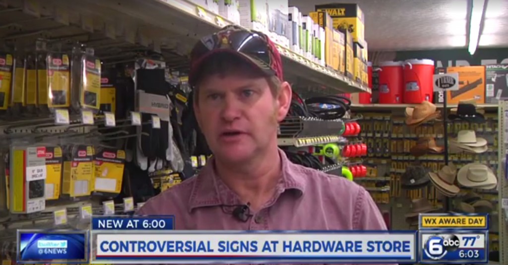 Tennessee Hardware Store Owner Defends Then Replaces 'No Gays Allowed Sign' VIDEO Towleroad