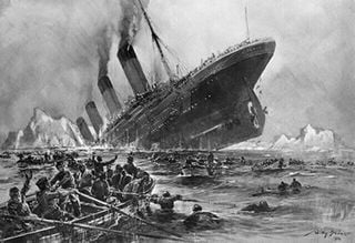 Titanic-lifeboats-onlook-sinking