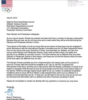 US Olympic Letter