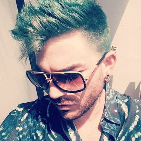 Adam Lambert Short Straight Black and Light Brunette Two-Tone Hairstyle