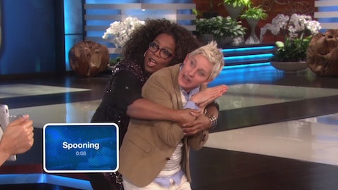 Ellen and Oprah spooning