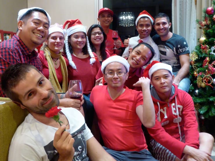 Patrick taking centre stage at our Pinoy Christmas party in Bangkok, Thailand