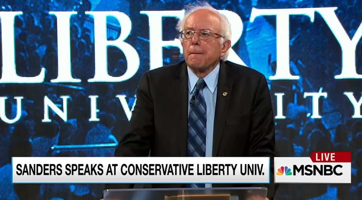 Bernie Sanders speaks at Liberty University