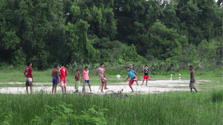 Children play soccer outside the city of Caucaia, in northeastern Brazil. (Jimmy Chalk/GlobalPost)