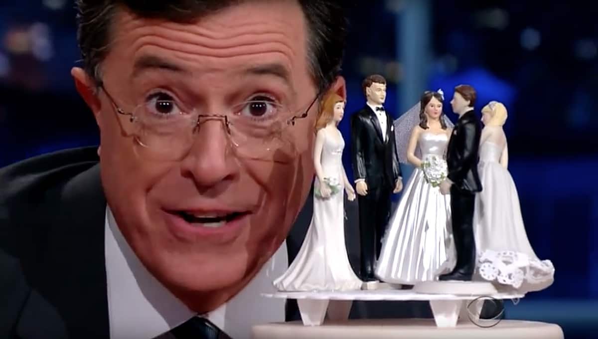 Stephen Colbert wedding cake toppers