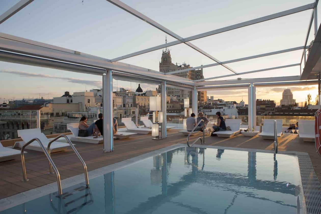 The Oscar Hotel Pool, Madrid, Spain in Towleroad and ManAboutWorld gay travel magazine