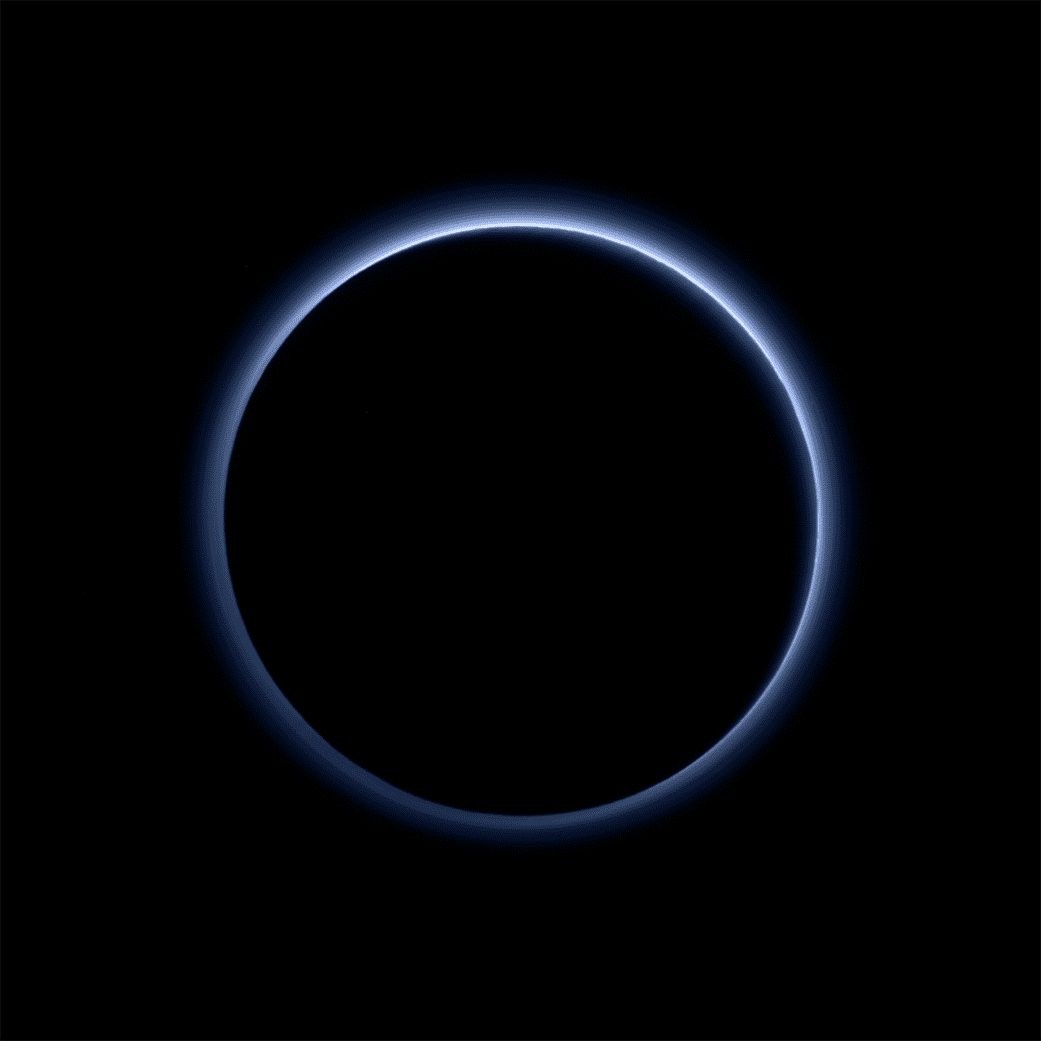 Pluto has a blue sky