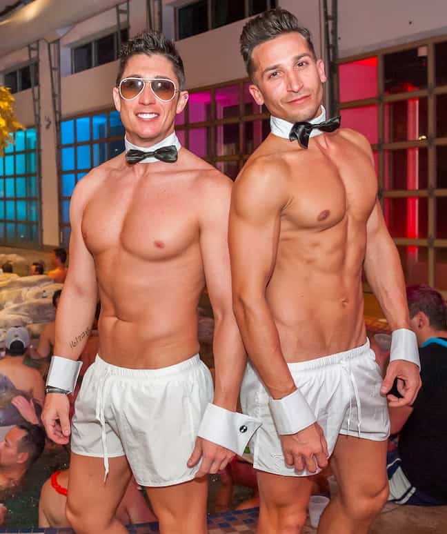 Chippendale style ski buffs at Aspen Gay Ski Week as seen at Towleroad and in ManAboutWorld