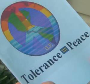 rainbow-colored peace sign