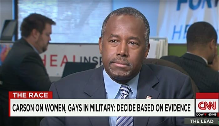 Ben Carson banning gays from military 