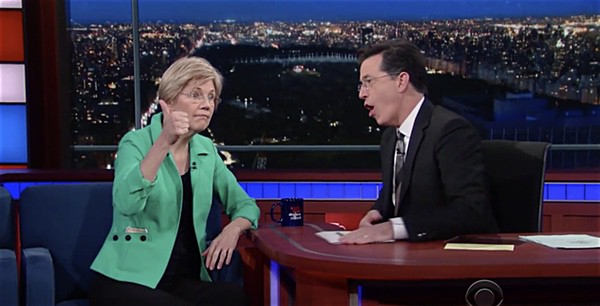 Elizabeth Warren Trump Stephen Colbert