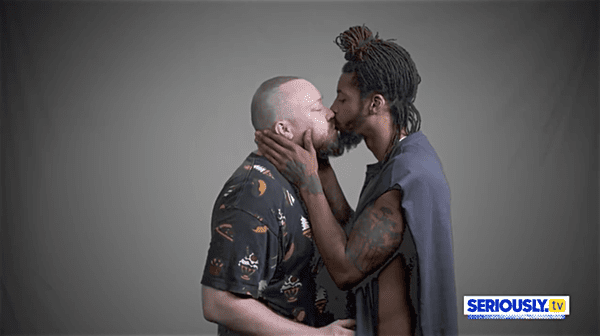 two men kissing