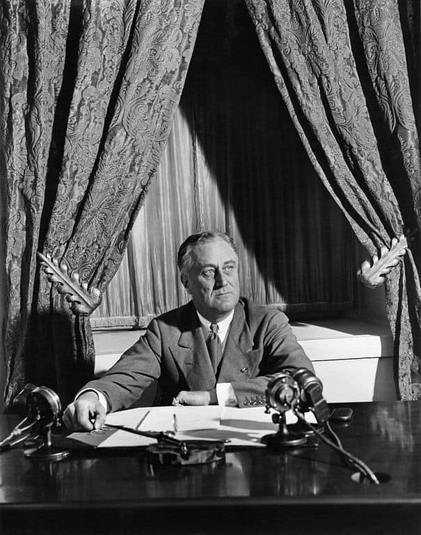 Franklin D. Roosevelt broadcasts his first "fireside chat" from the White House in 1933. In 1932, he became the last Democratic candidate to be nominated in a contested convention. It was also the last year that Democrats required candidates to receive a two-thirds majority of convention delegates to receive the nomination, a rule implemented in the 1830s to hold the influence of southern Democrats invested in maintaining slavery. Starting in 1936, nominees needed only a simple majority of delegates to secure the nomination. Credit: National Archives and Records Administration/Wikimedia Commons