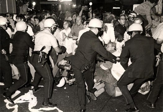 Nearly a century after the Democrats divided over slavery, the 1968 Democratic National Convention was contested, but not over party politics. Mayor Richard J. Daley sent police officers and the National Guard to suppress convention protestors who advocated for racial equality, civil rights and an end to the Vietnam War. Credit: Courtesy of Wikipedia