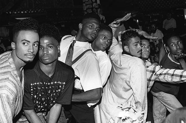 From left, Whitney Elite, Ira Ebony, Stewart and Chris LaBeija, Ian and Jamal Adonis, Ronald Revlon, House of Jourdan Ball, New Jersey, photo by Chantal Regnault. Courtesy Chantal Regnault