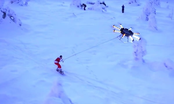 drone snowboarding