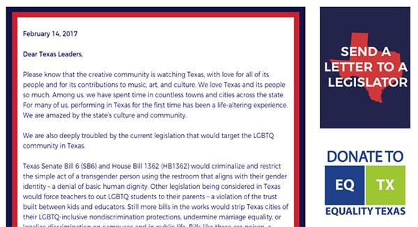 Equality Texas letter