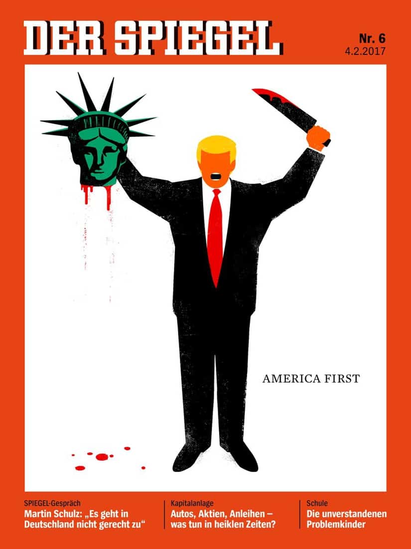 Edel Rodriguez's cover for Der Spiegel magazine on Feb. 4 sparked worldwide controversy. Credit: Courtesy of Edel Rodriguez