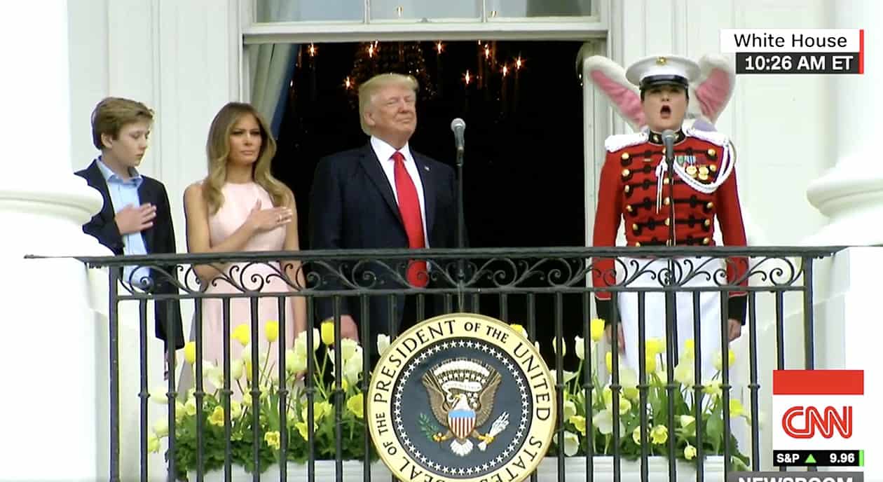 trump national anthem donald trump hand