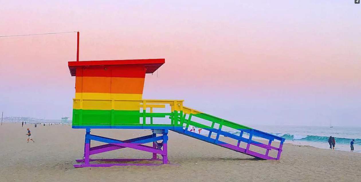 rainbow lifeguard tower