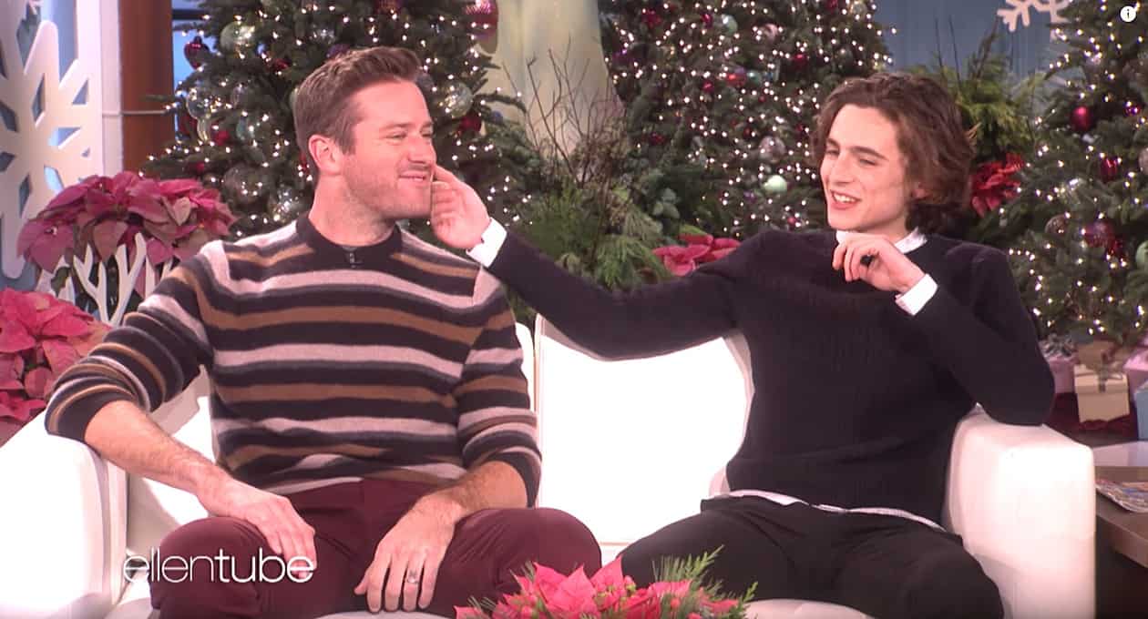 Armie Hammer Timothee Chalament make-out session