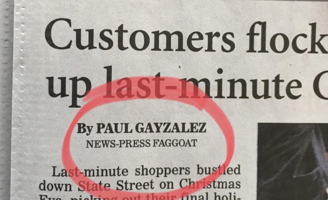 gay slur newspaper