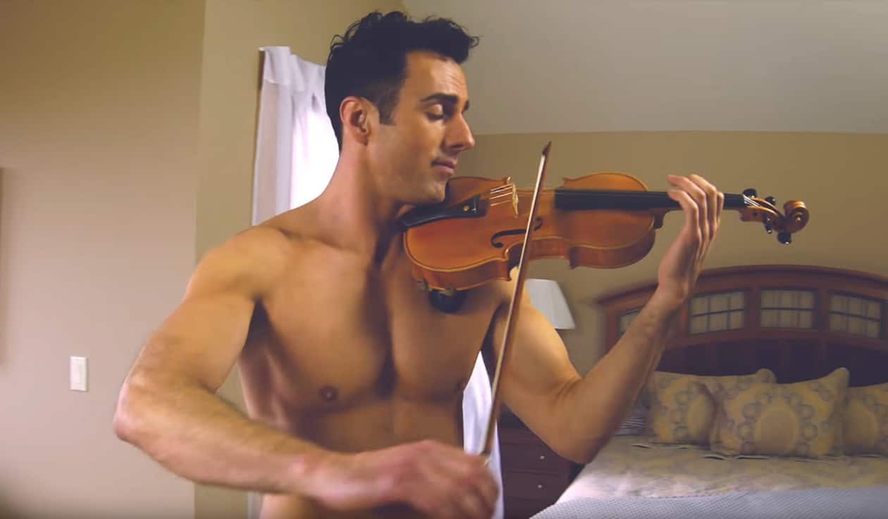 shirtless violinist