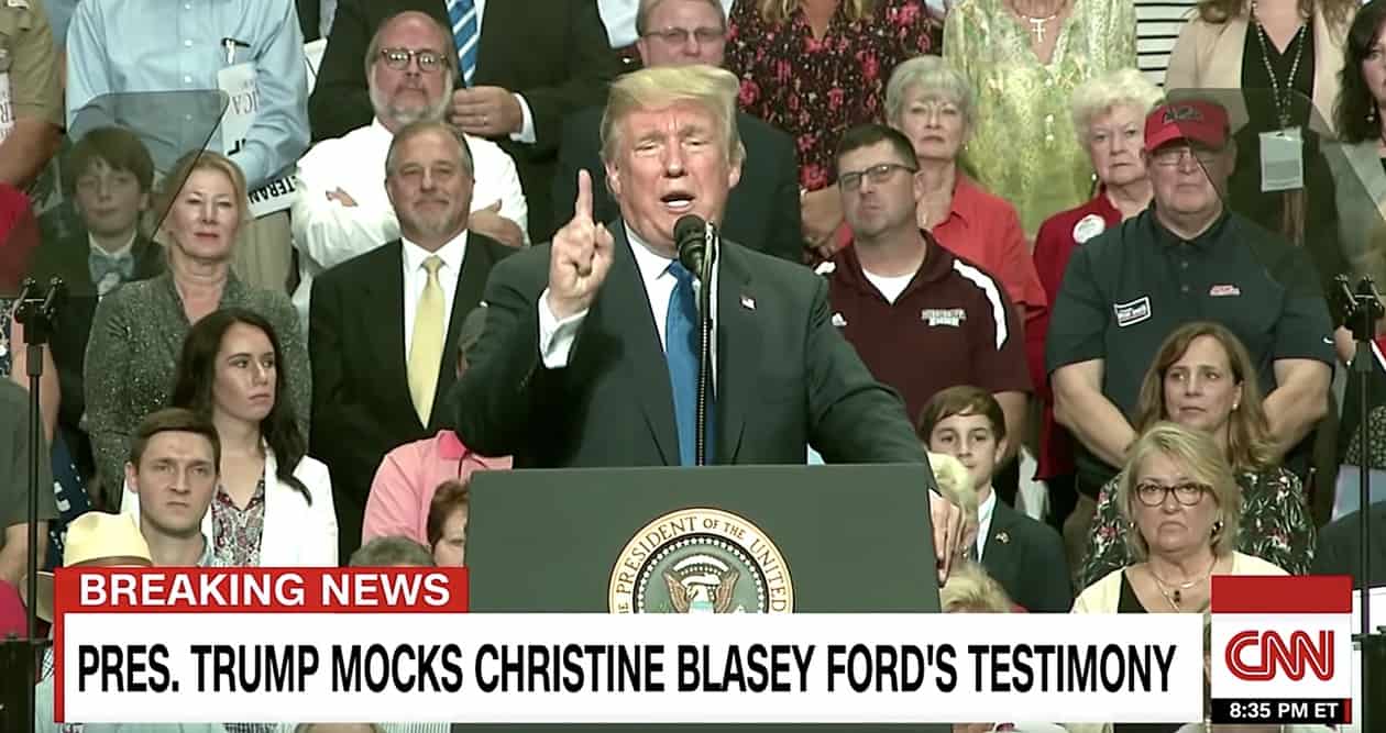 trump mocks christine blasey ford