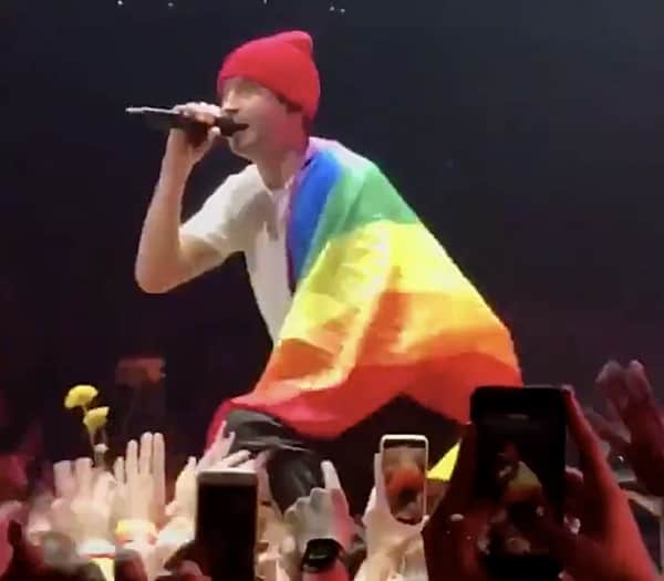 Tyler Joseph rainbow flag