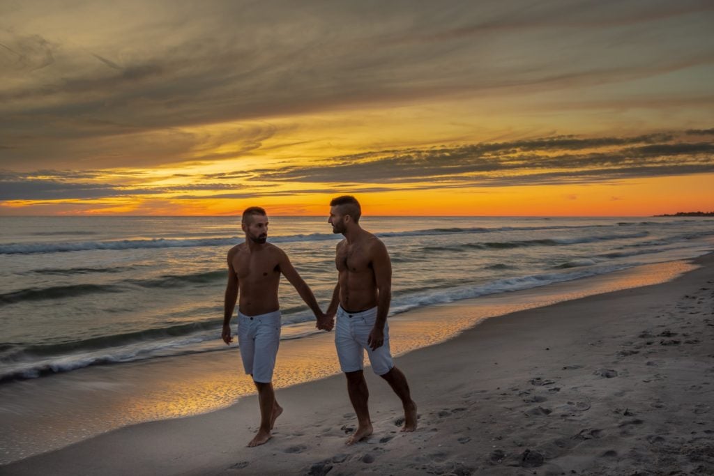 Gay couple on Fort Lauderdale gay beach