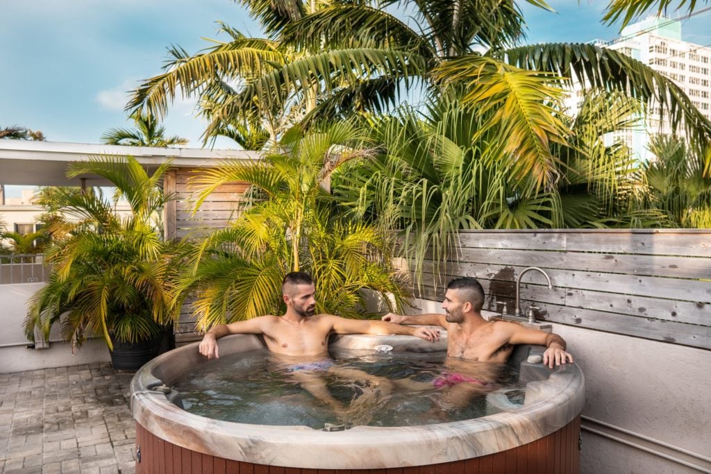 Gay couple in Jacuzzi of the Grand Resort & Spa