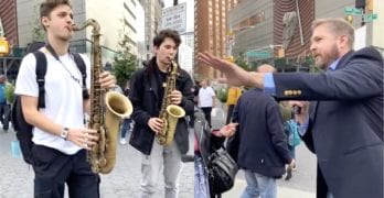 Saxophonists street preacher