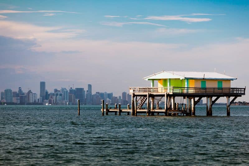 One of the remaining Stiltsville structures hovering above Biscayne Bay. Photo courtesy of the GMCVB .