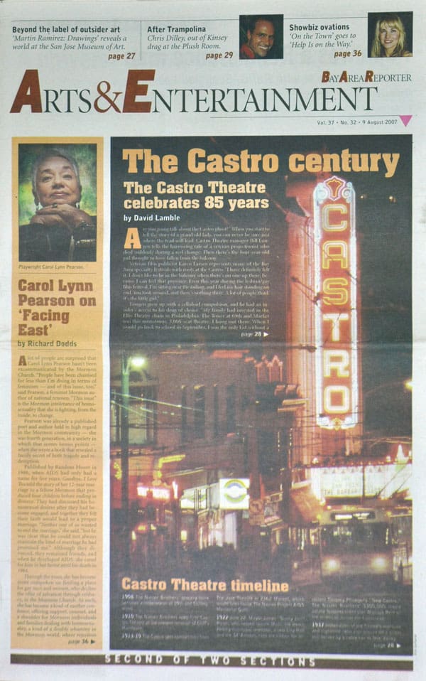 Bay Area Reporter 50th 17 Aug 9 2007 Castro Theater