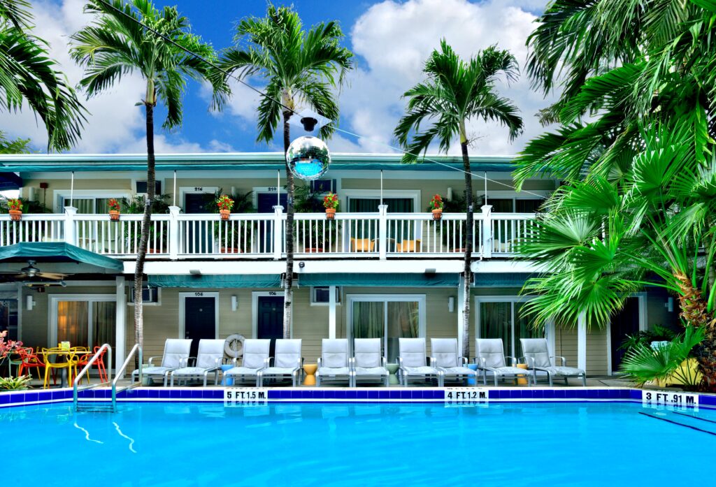 Poolside rooms at Island House in Key West.