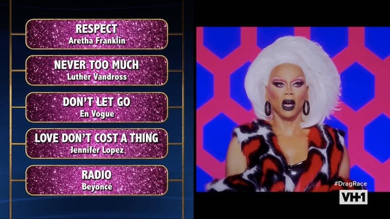 The available tracks for RuPaul's Drag Race's LaLaPaRuZa Lip Sync Smackdown.