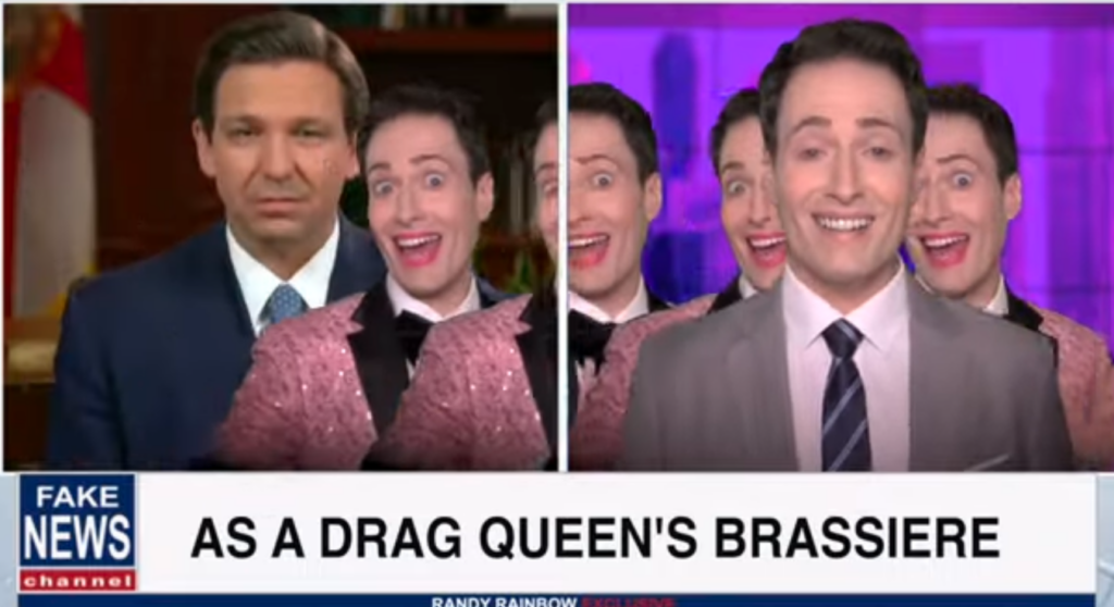 Randy Rainbow gay as a drag queen's brassiere