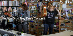 Indigo Girls in "Protect Trans Kids" T-shirt Are More Than "Fine" At Tiny Desk Show; And Queer Playlist From 10 Years of NPR Concerts: WATCH 6 tiny desk concert indigo girls lgbtq playlist