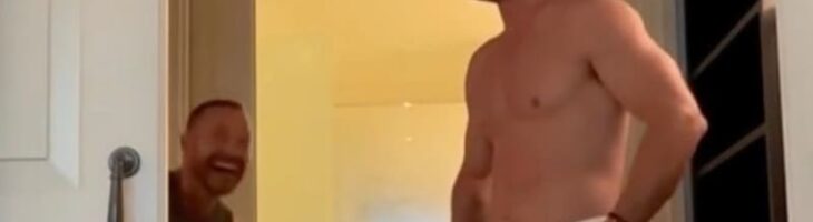 Chris Hemsworth sends fans wild as he shows off muscly torso wearing nothing but a towel